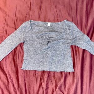 Colsie Heather Gray Long Sleeve Blouse